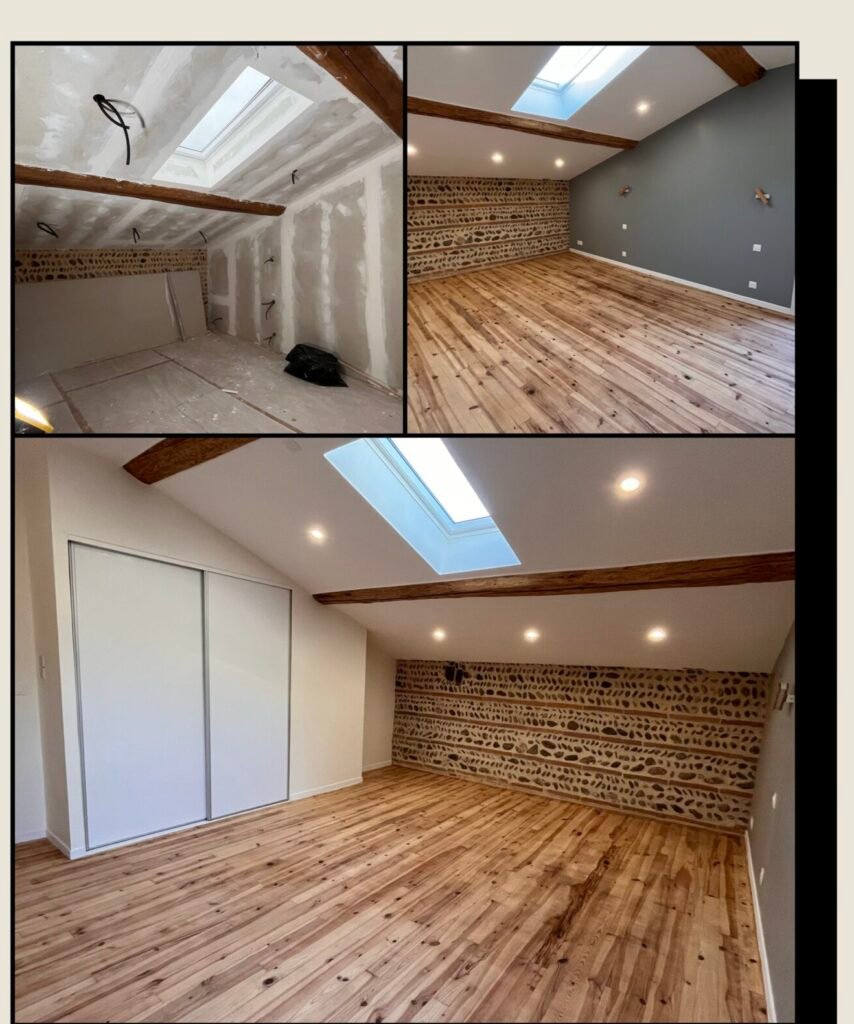 Artisan MyHomeRenov effectuant la rénovation d'un parquet massif